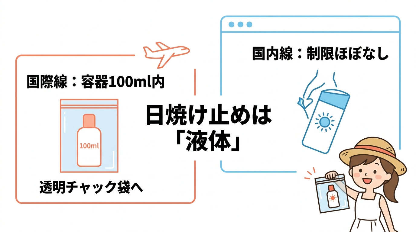 飛行機への日焼け止め持ち込みルール