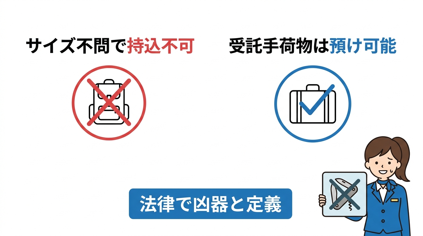 アーミーナイフは飛行機の機内持ち込みが原則禁止
