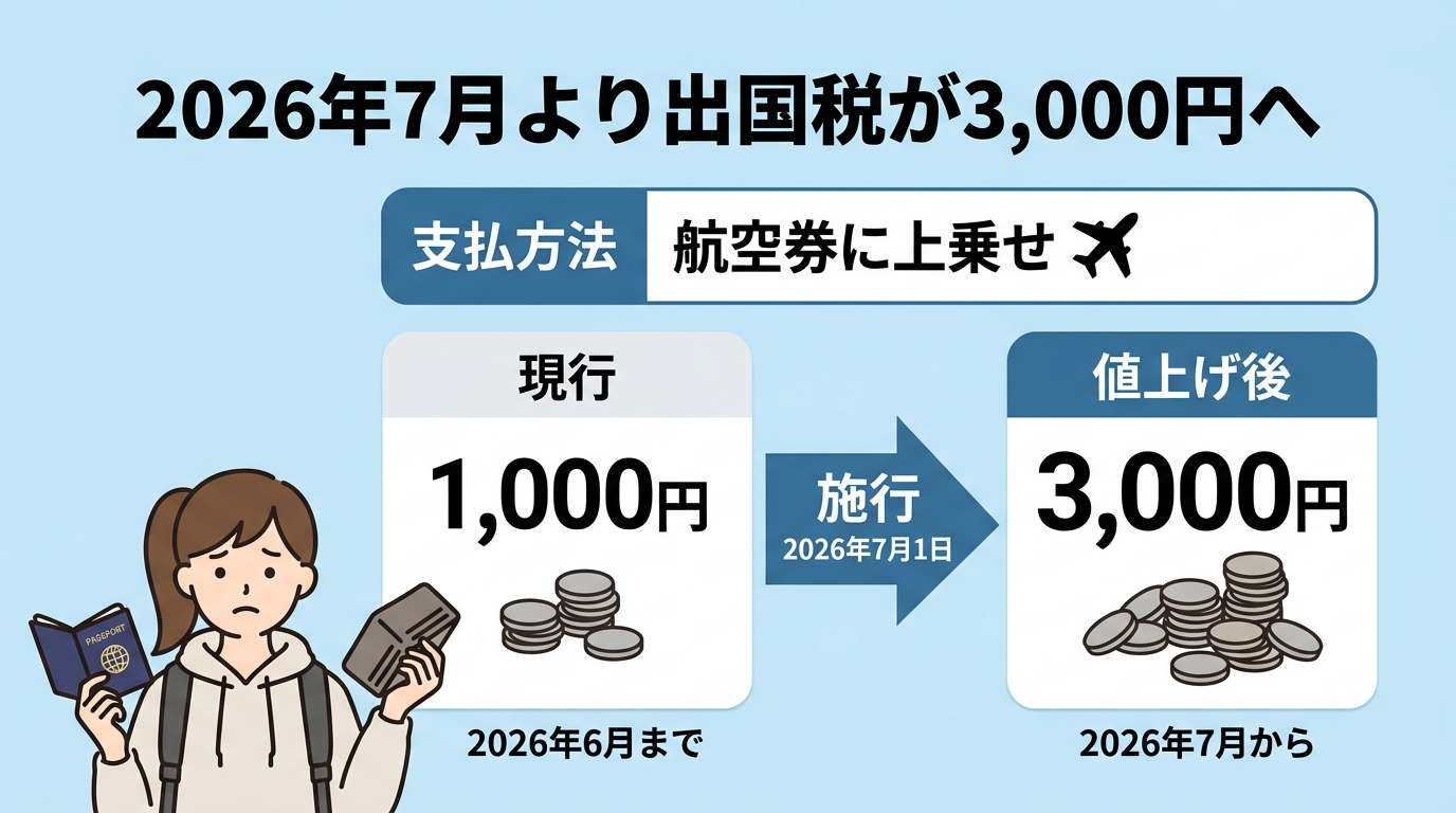 2026年7月より出国税が3,000円へ