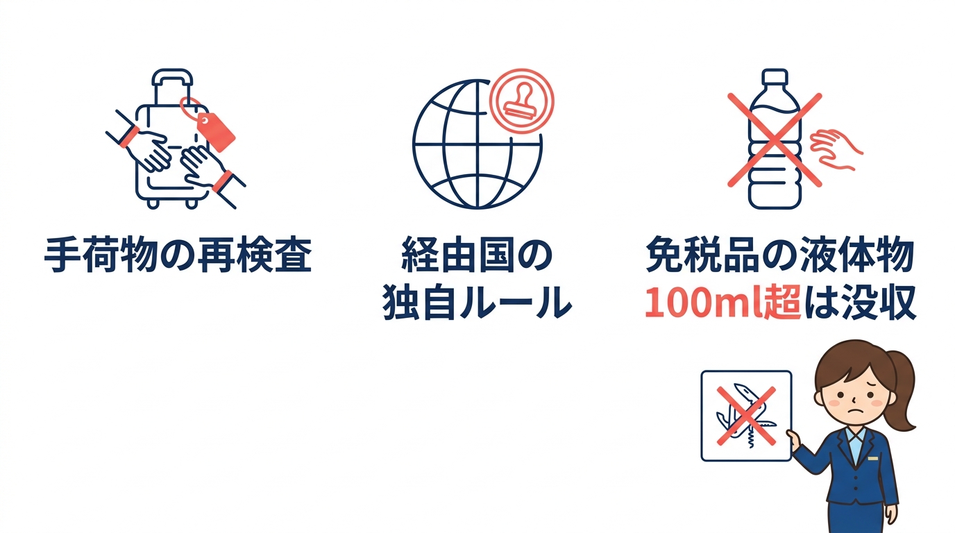 海外旅行の乗り継ぎ時に注意すべき没収リスク